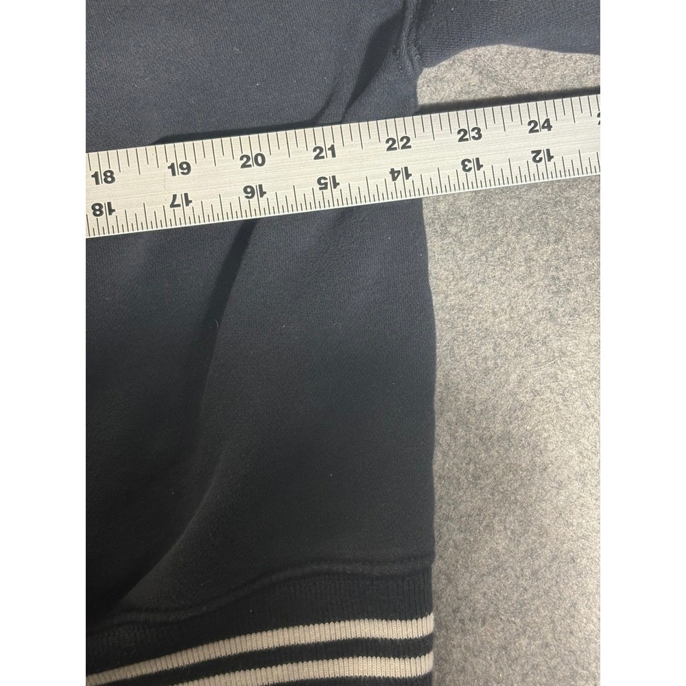 Abercrombie Fitch Soft A&F Collection V Neck Sweatshirt Black White Stripes Sz L - Picture 7 of 8